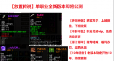 单职业放置传奇，支持交易，可白嫖VIP